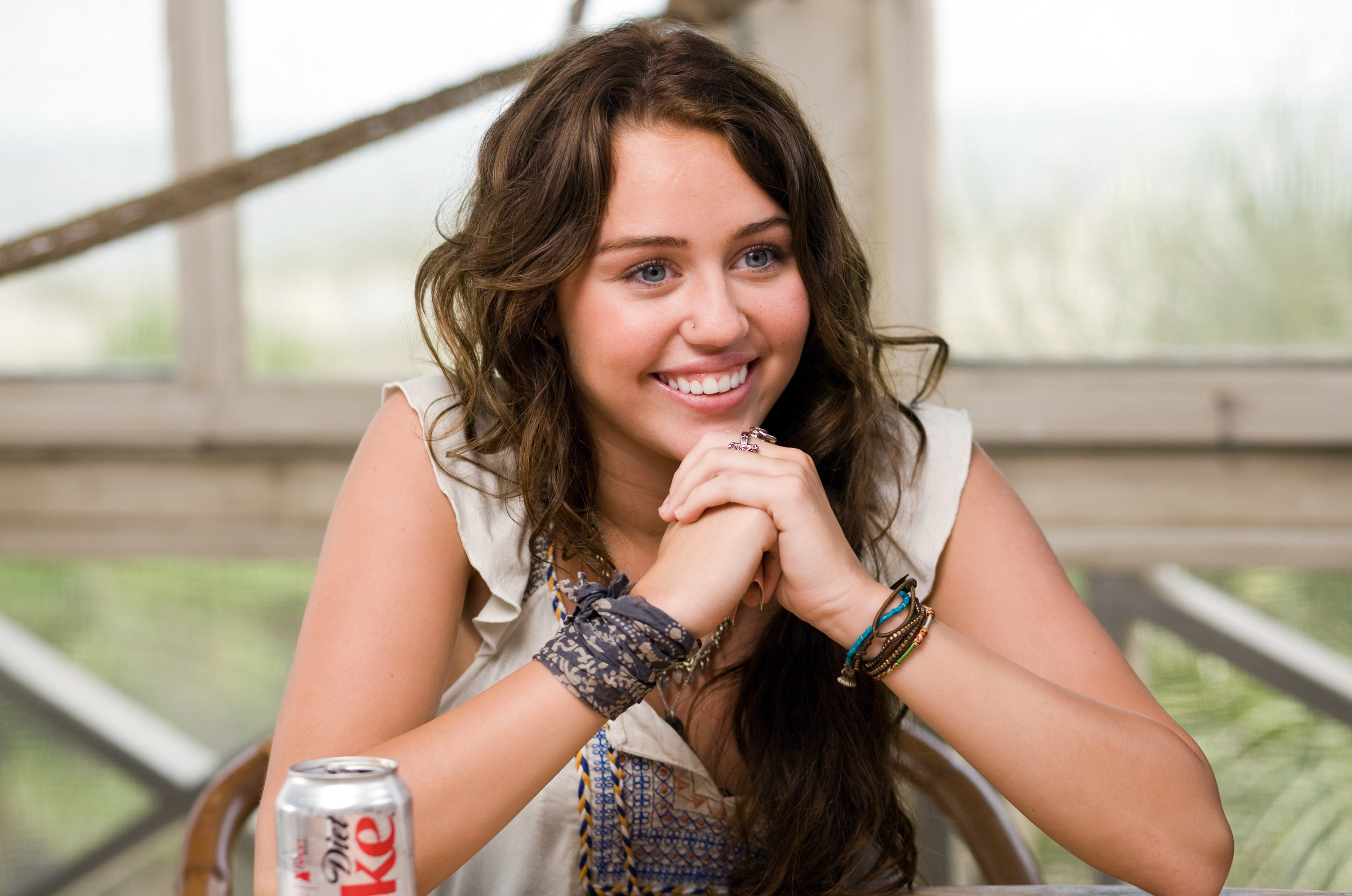 Closeup of younger Miley
