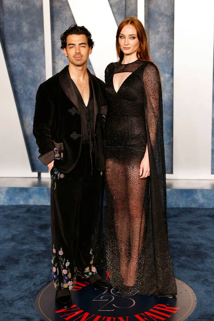 Joe and Sophie on the red carpet for a Vanity Fair event