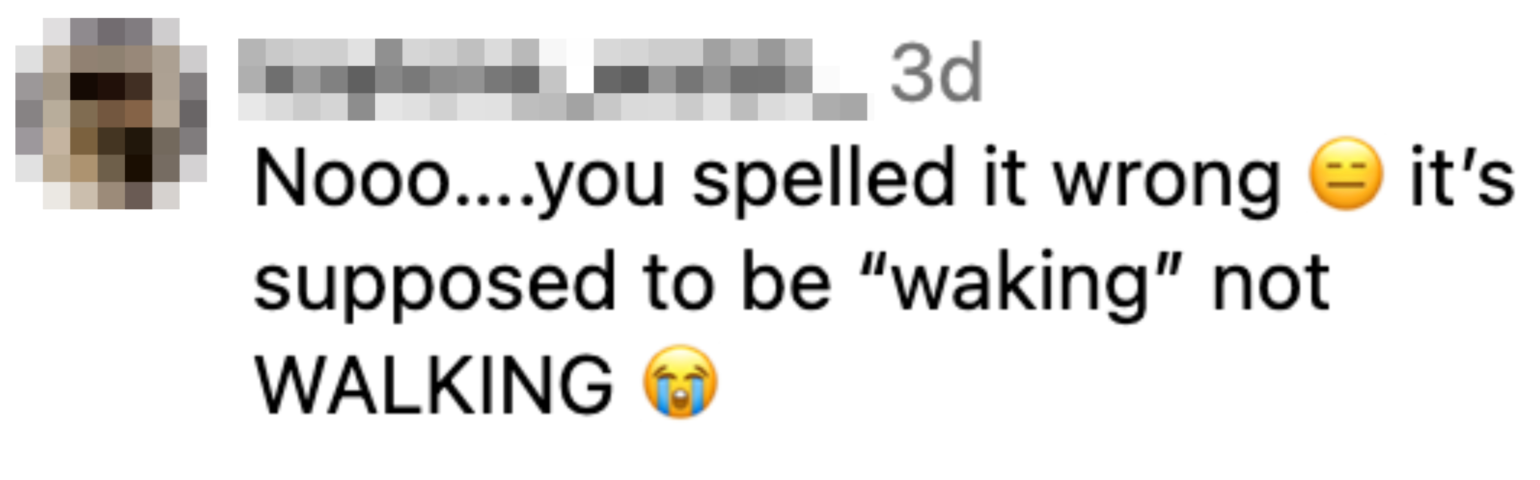 no you spelled it wrong it&#x27;s supposed to be waking not walking