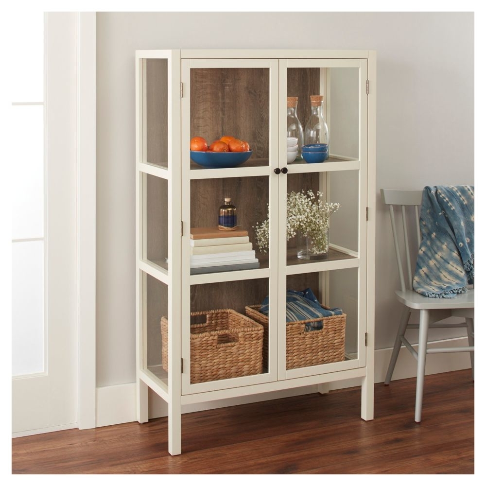 White glass library cabinet