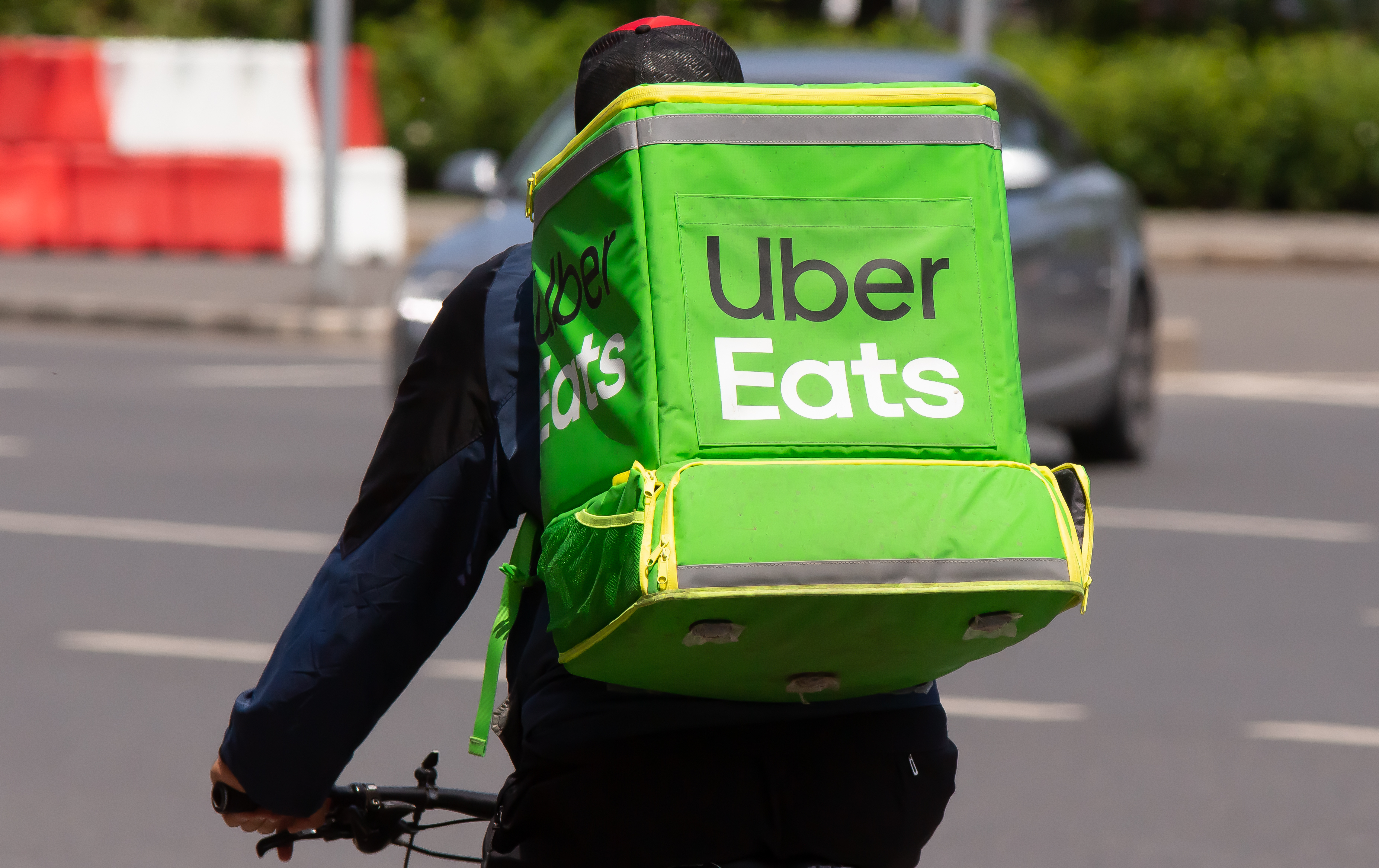 an uber eats delivery person