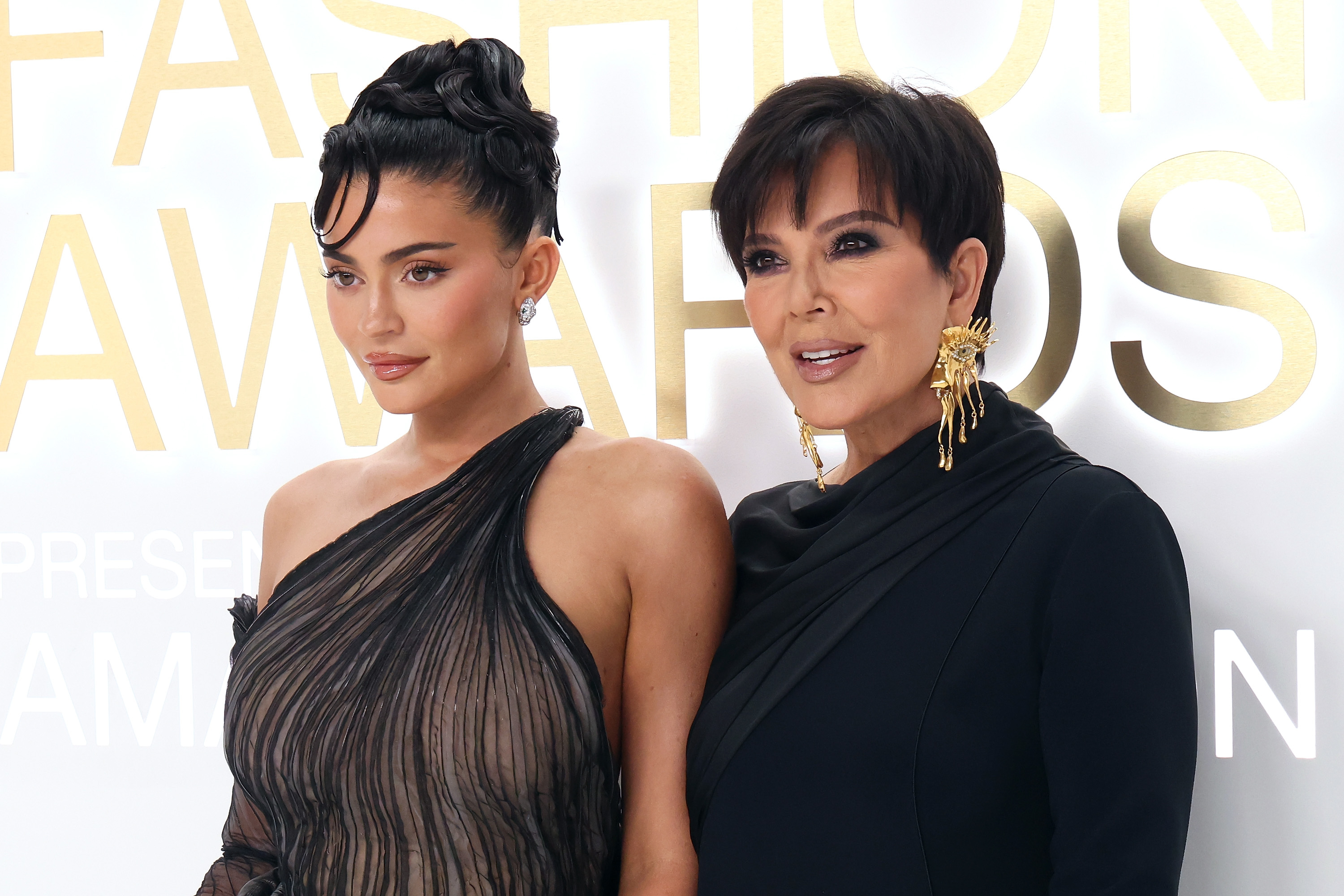 A closeup of Kylie with her mom, Kris Jenner