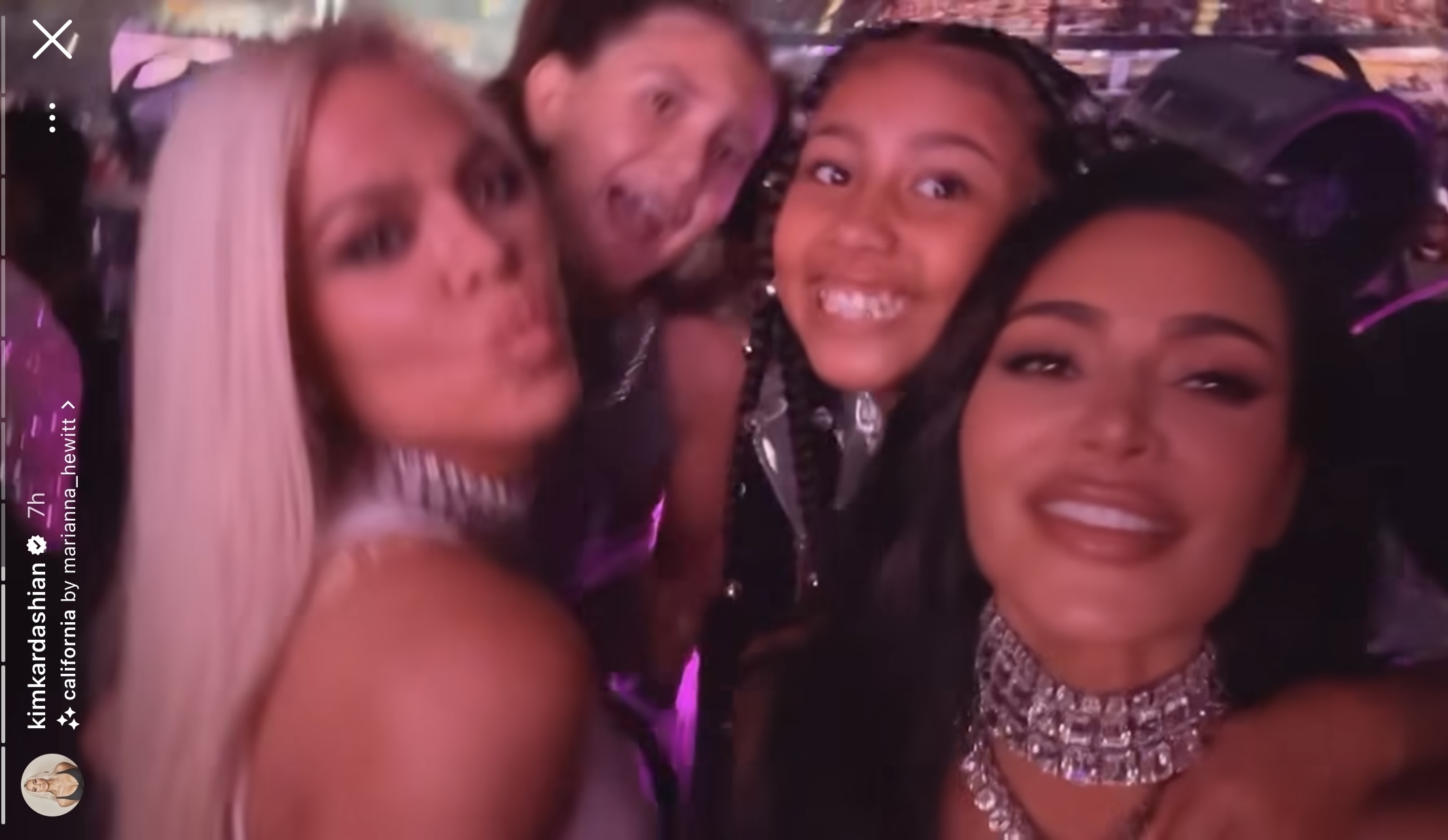A selfie of Khloé, North, and Kim