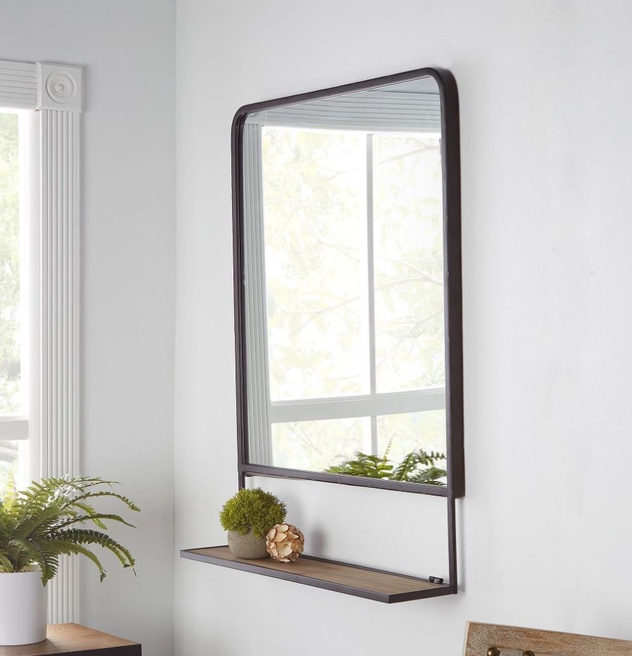 wall hanging mirror with shelf