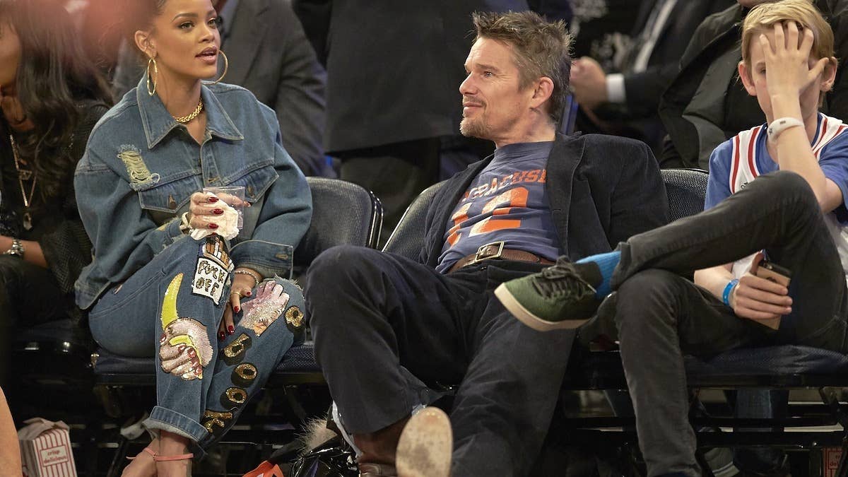 The 52-year-old and his daughter, Maya, took a trip down memory lane, when Ethan made his son switch seats with him at a basketball game so he could flirt with the singer.