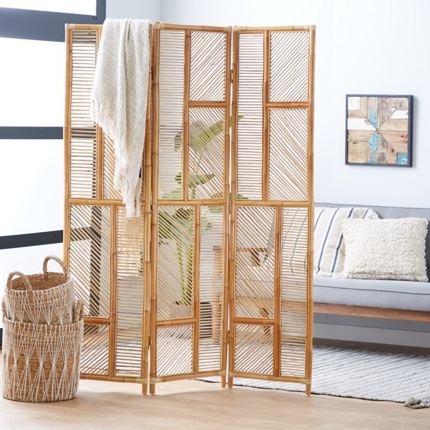 the bamboo room divider in a room