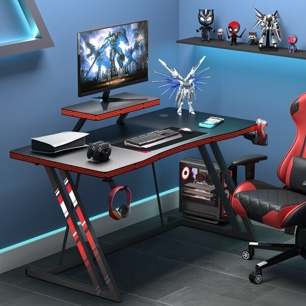 Gaming desk with computer
