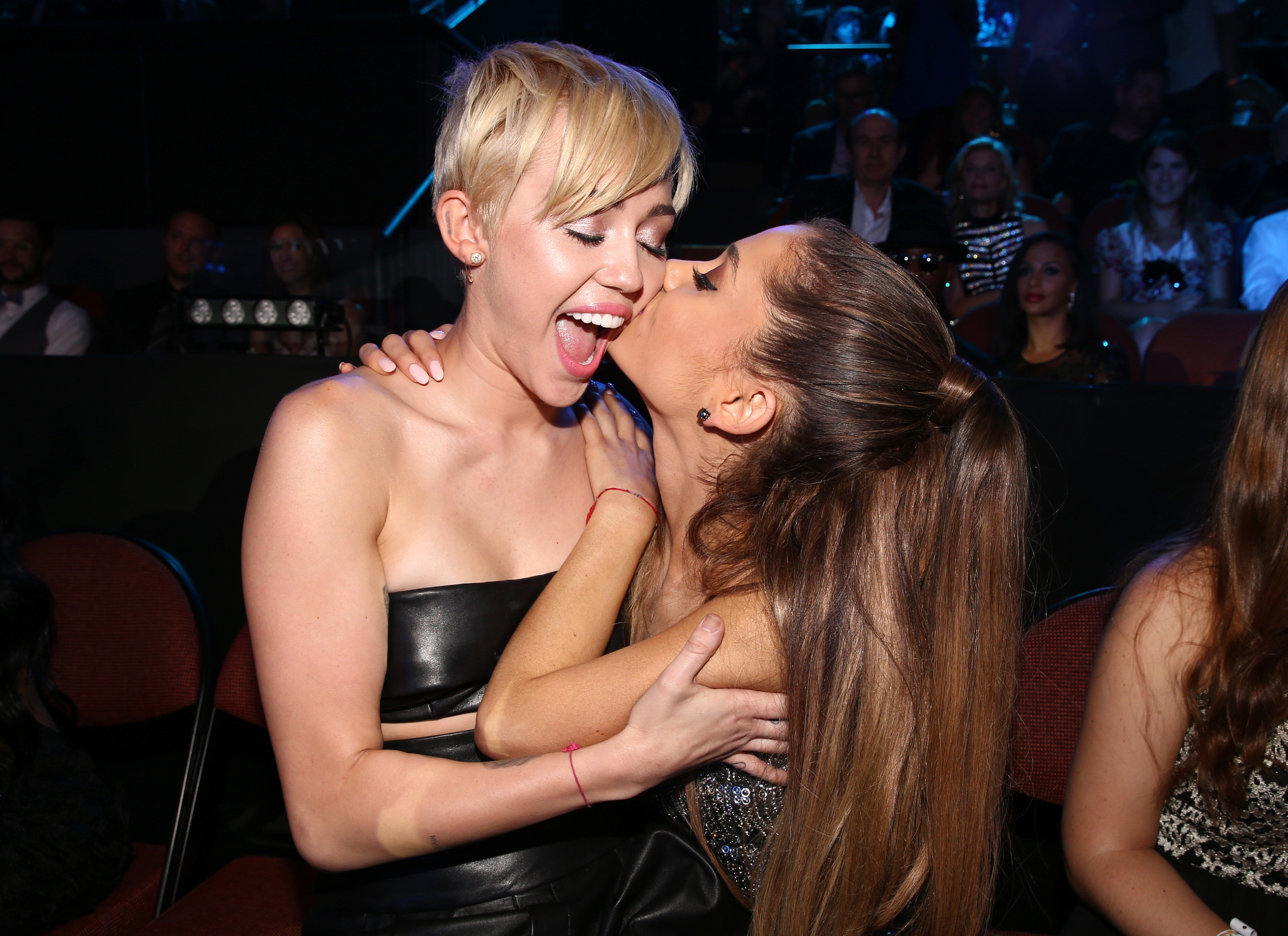 Closeup of Miley and Ariana