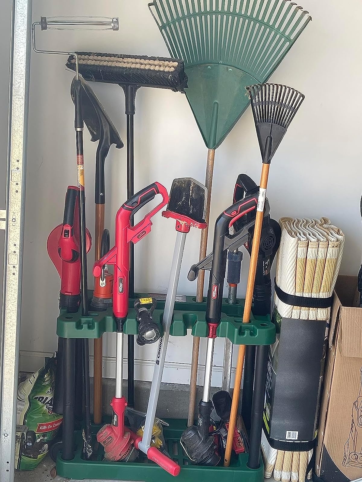 Reviewer image of their garden tools in the organizer