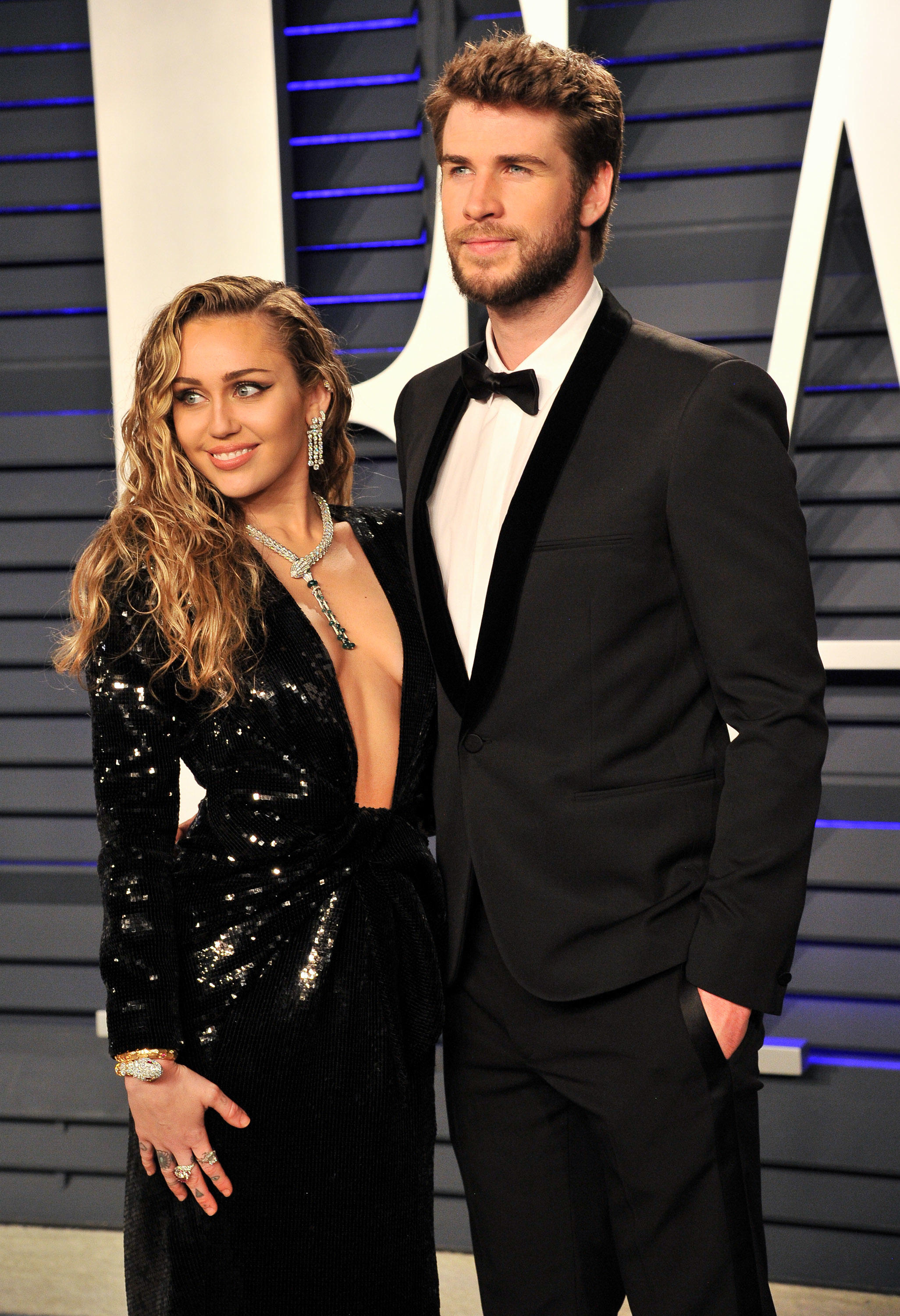 Closeup of Miley and Liam