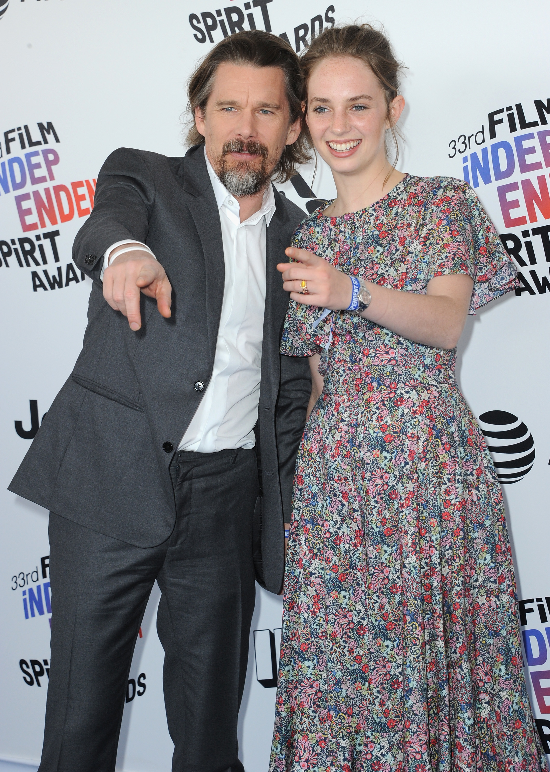 Closeup of Ethan and Maya Hawke