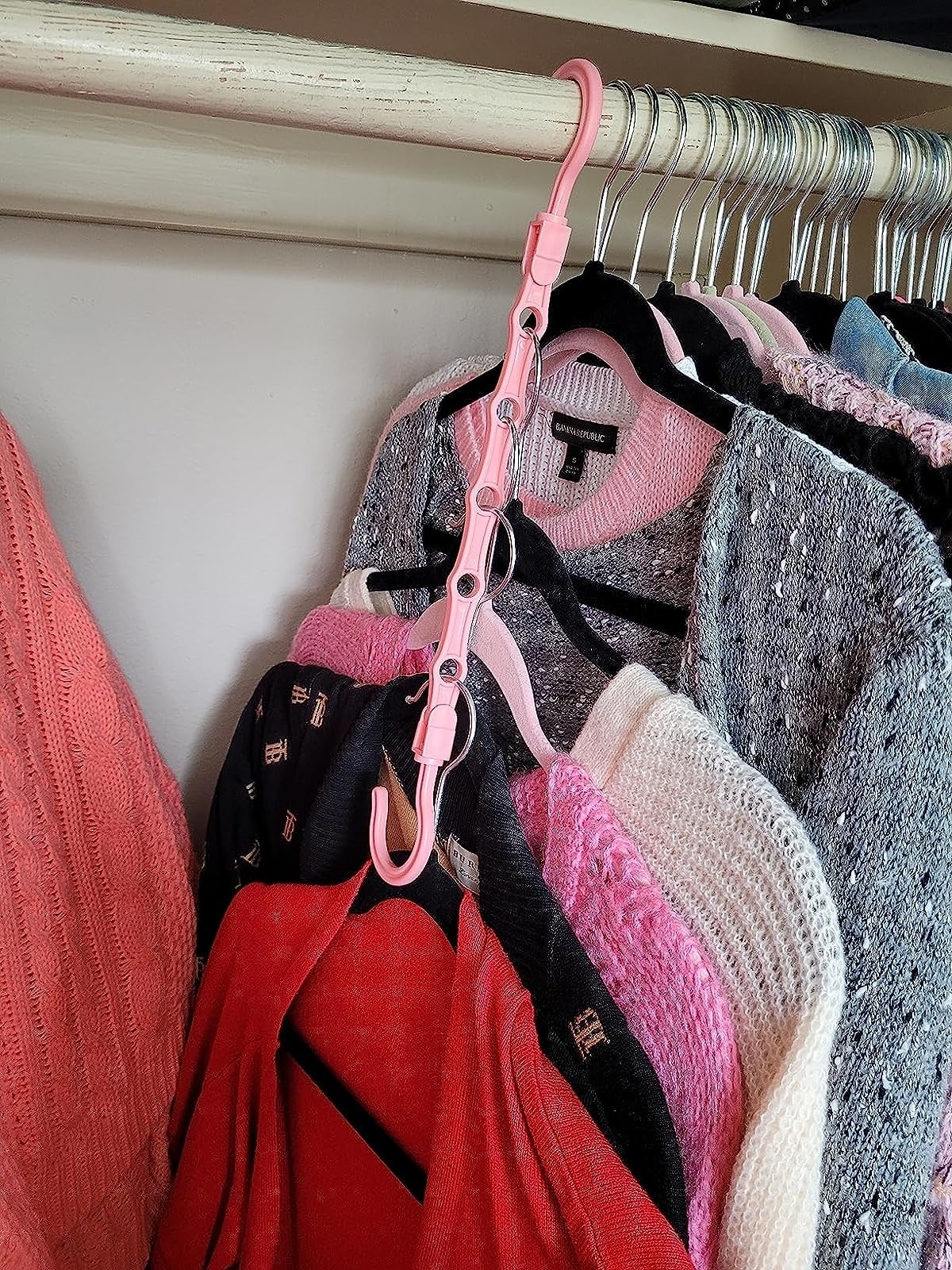 Reviewer image of the hanger used in their closet