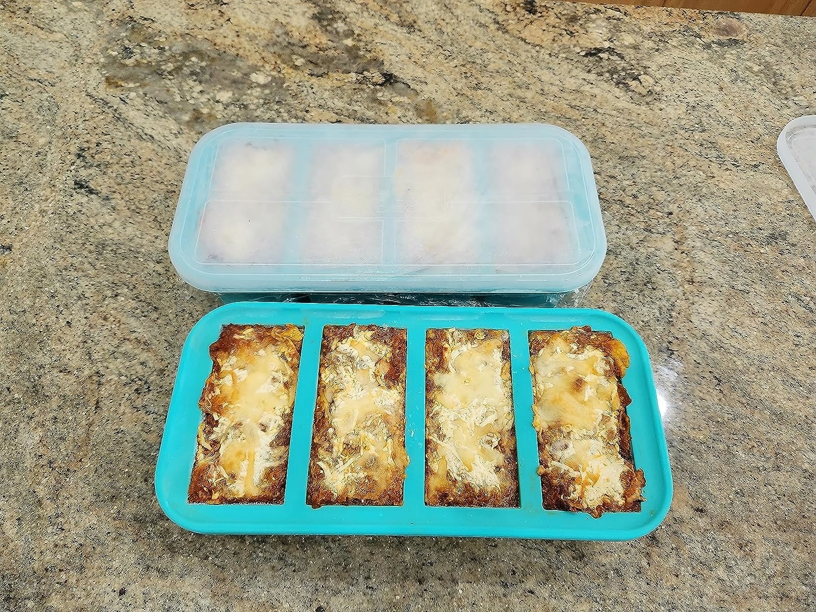 Reviewer image of leftovers in freezer tray