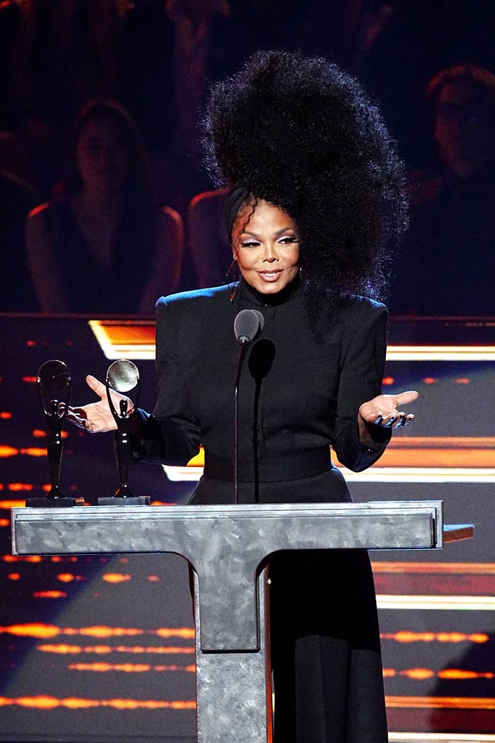 Janet Jackson accepting an award