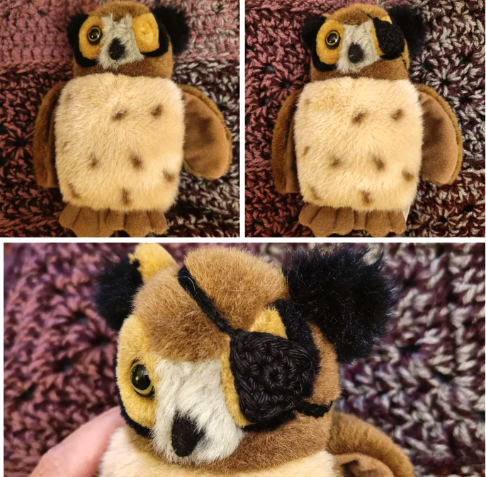 new eyepatch on the stuffed animal