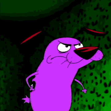 Gif of Courage the Cowardly dog giving an aggressive thumbs up
