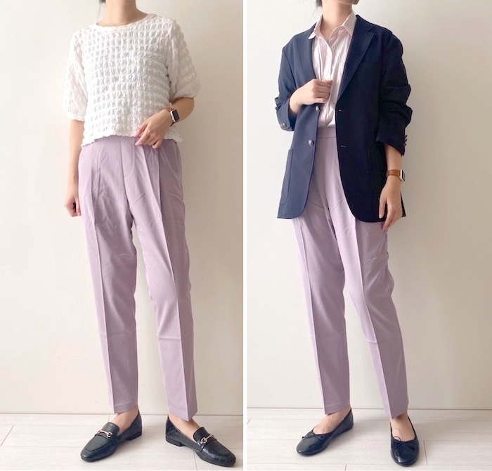 無印良品のオススメのパンツ「再生ポリエステルテーパードパンツ」