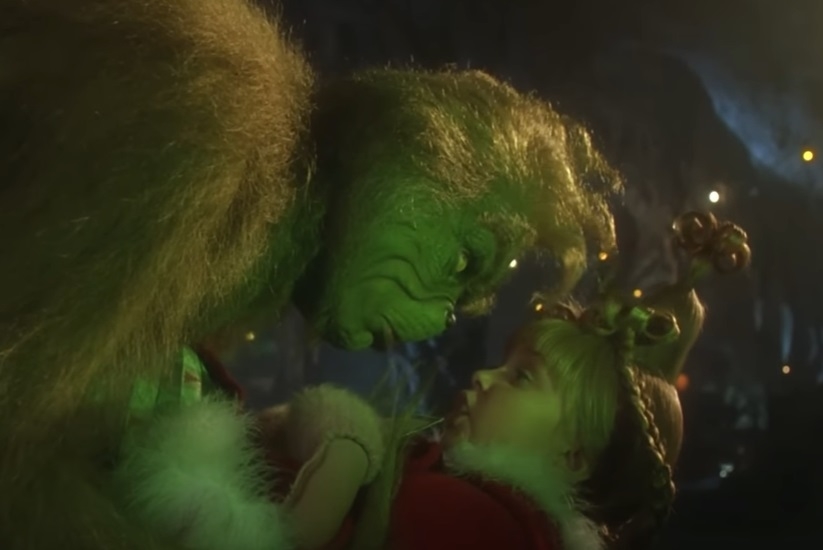 Taylor with the Grinch in a scene from the movie