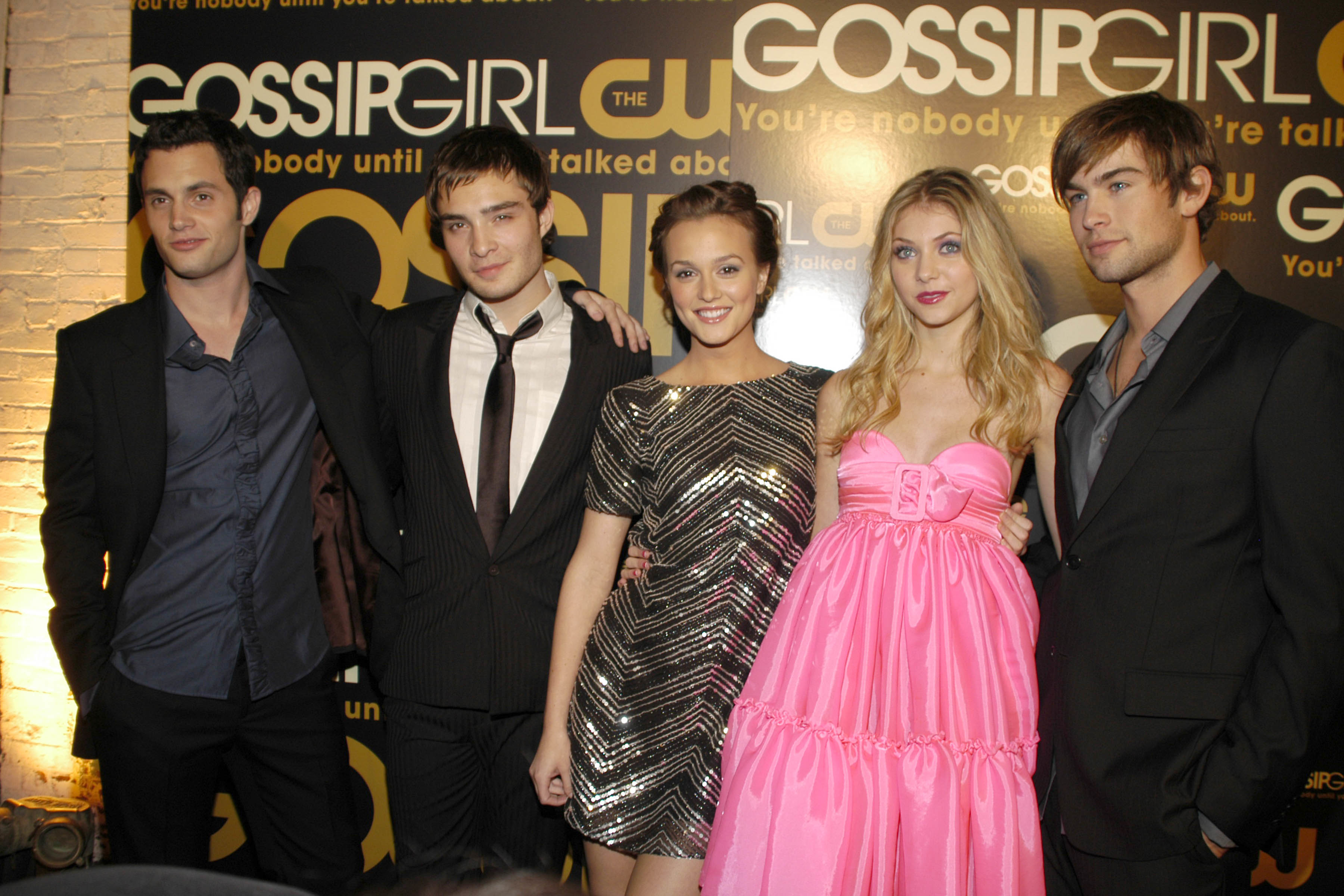 The cast of Gossip Girl at a media event