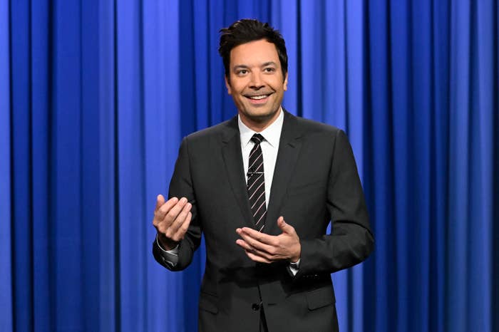 Jimmy Fallon on stage during his show
