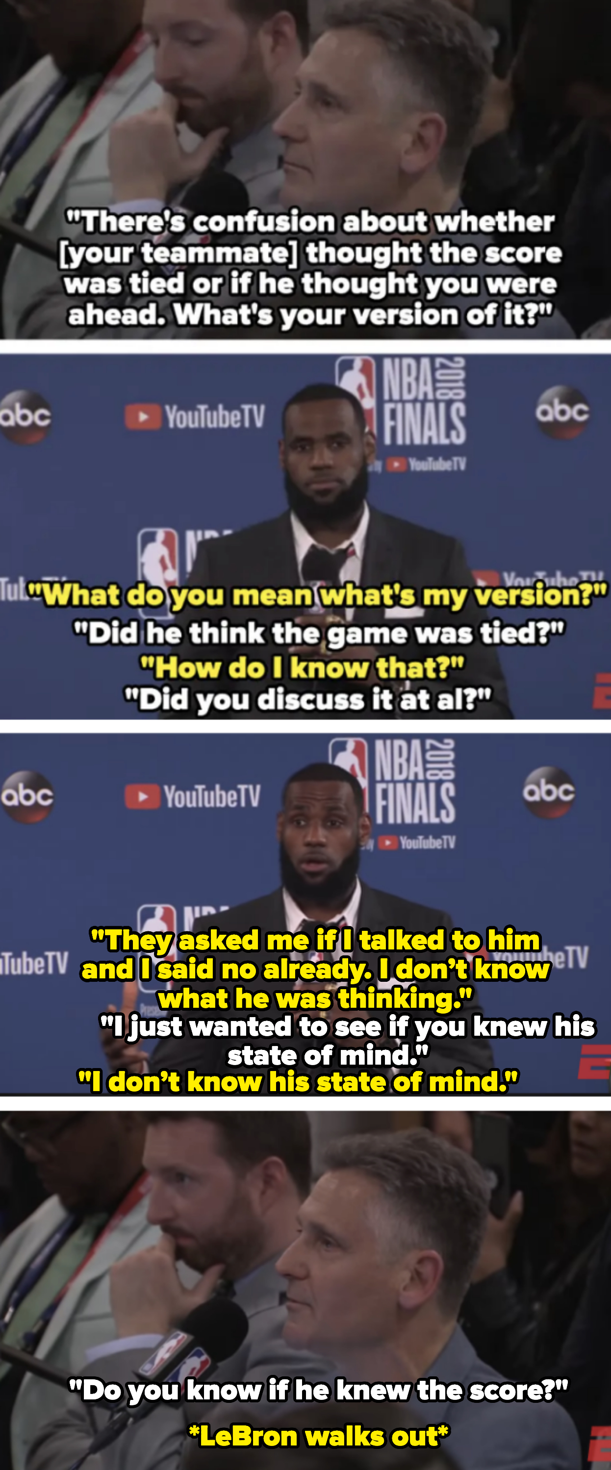 lebron and an interview in the press room