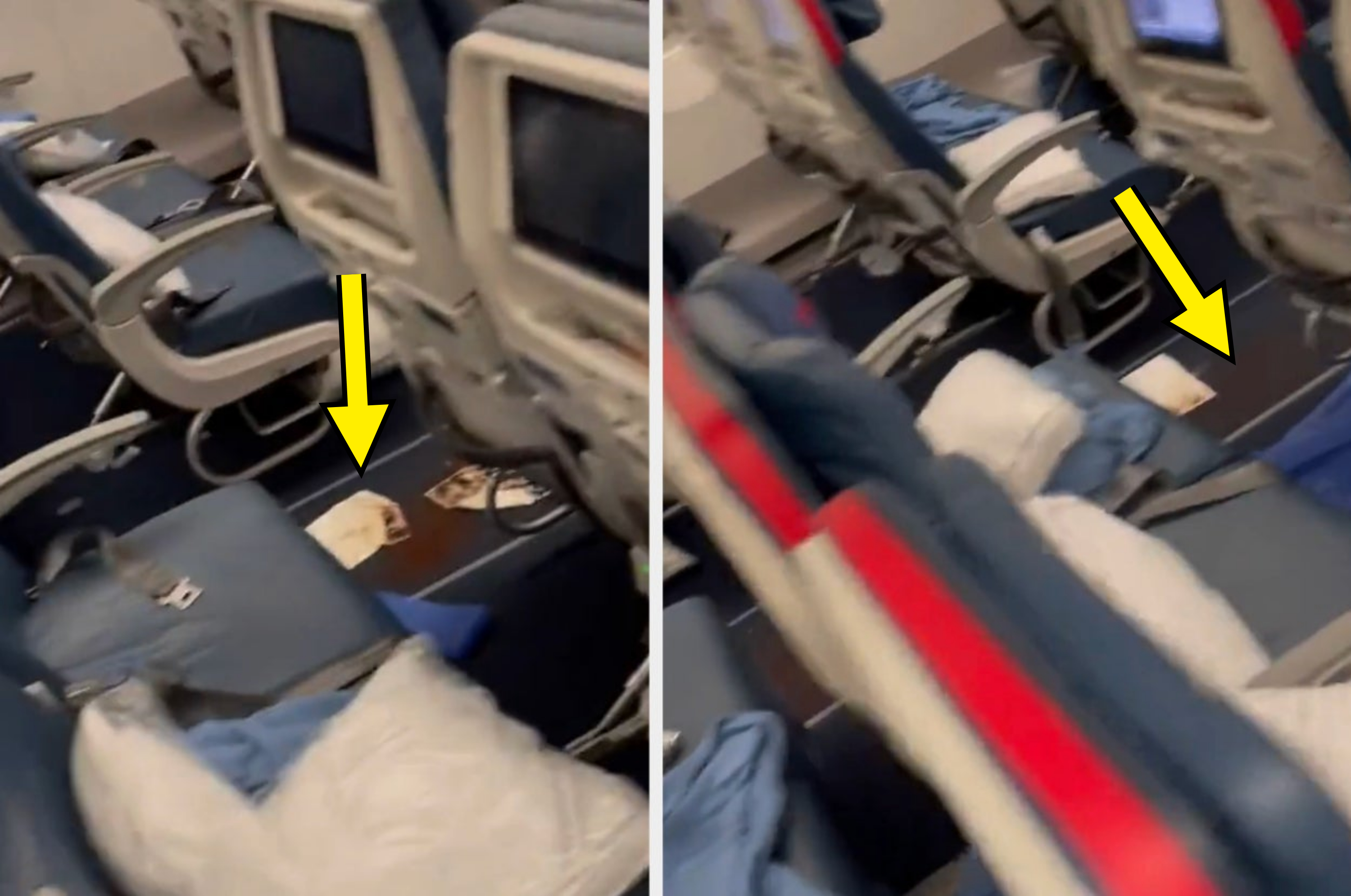 Inside Delta plane with the poop stains