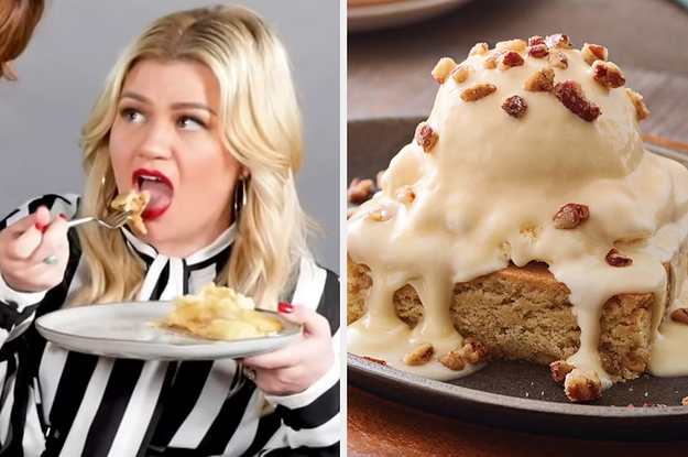 On the left, Kelly Clarkson eating apple pie, and on the right, a blondie from Applebee's