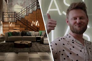 A well-designed living room and Bobby from Queer Eye.