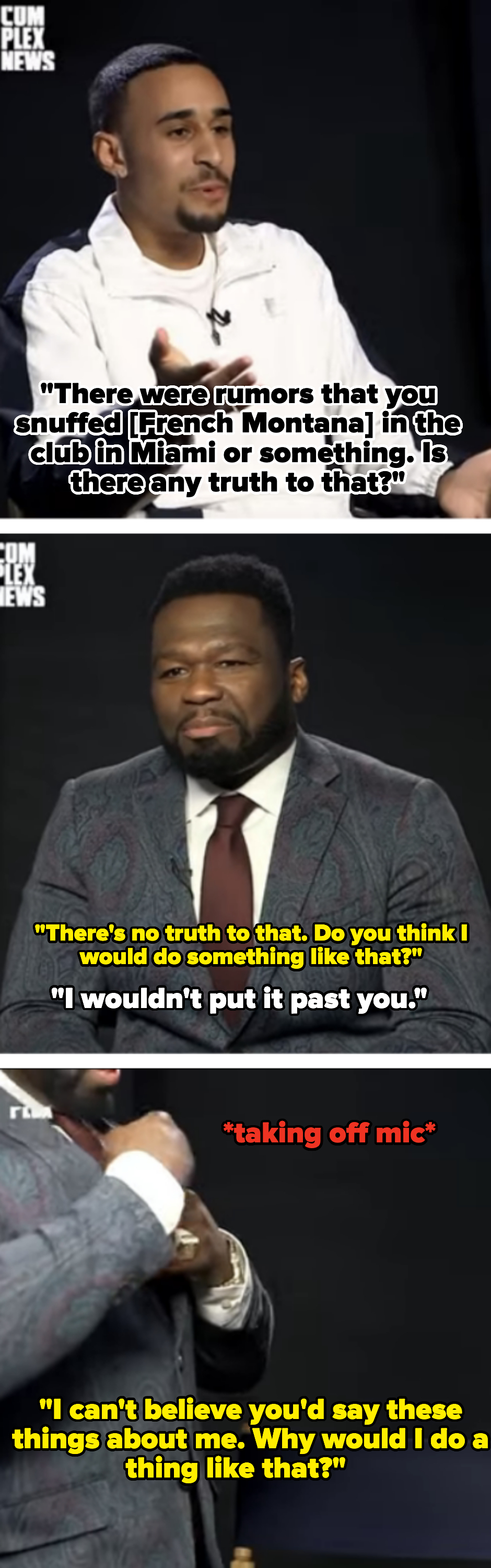 50 cent removing his mic and walking out of the interview