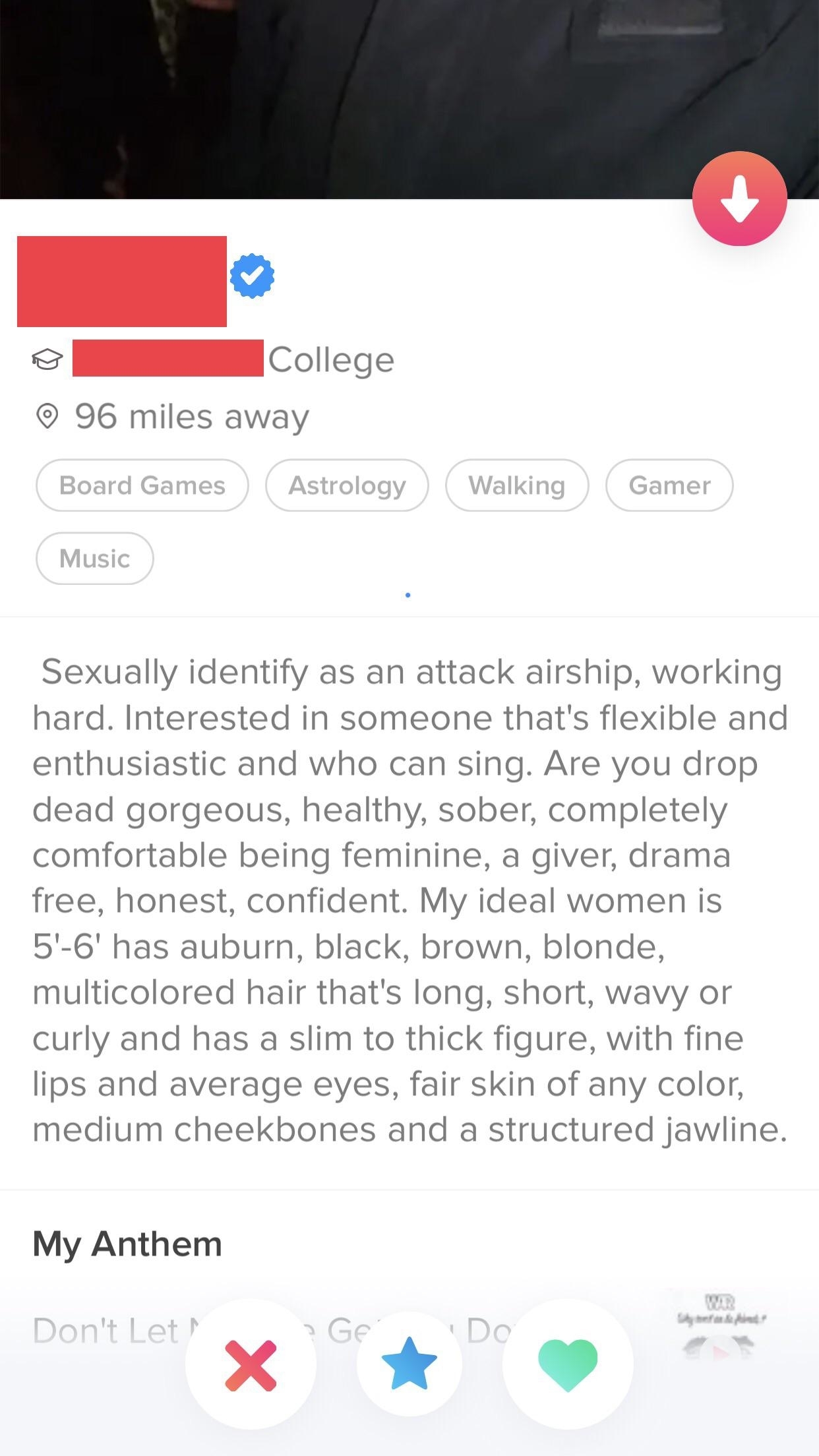 person listing the physical qualities he wants in a woman