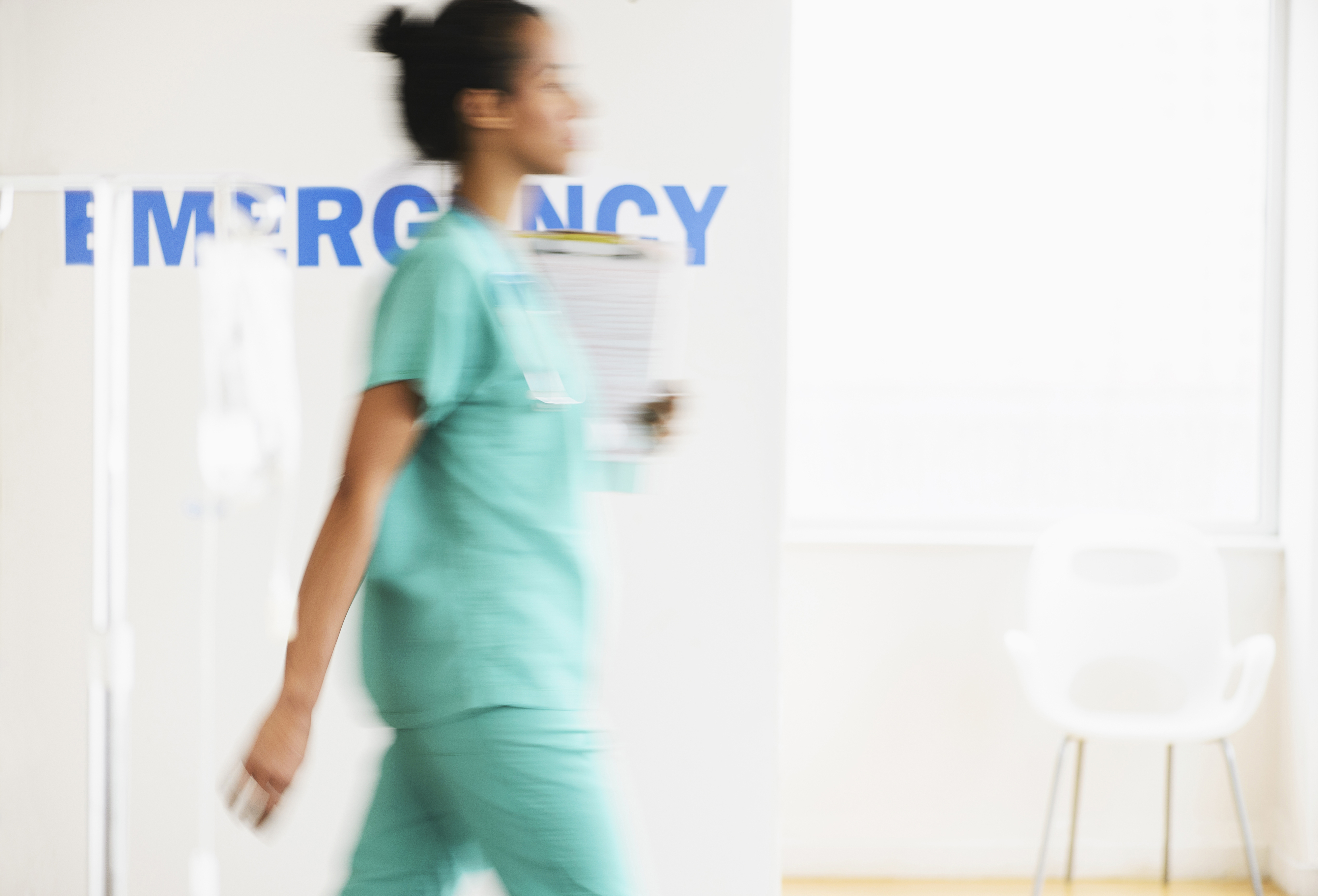 Nurse walking into the emergency room
