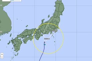 9月8日午前9時時点での台風13号の予報円（気象庁公式サイトより）