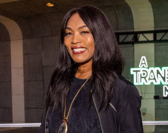 A closeup of Angela Basset smiling