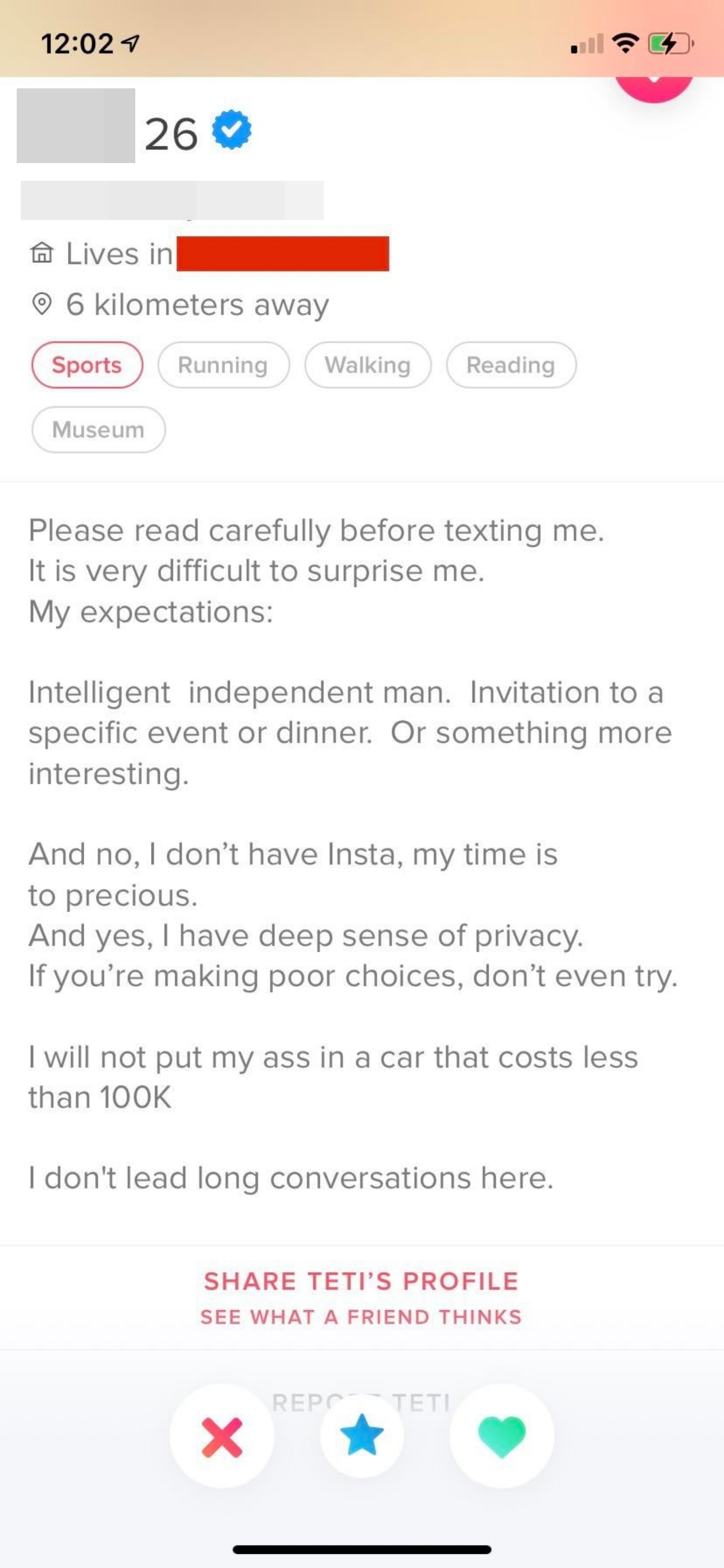 list on someone&#x27;s dating profile of things they want