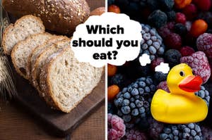 Bread, Berries, and a rubber duck.
