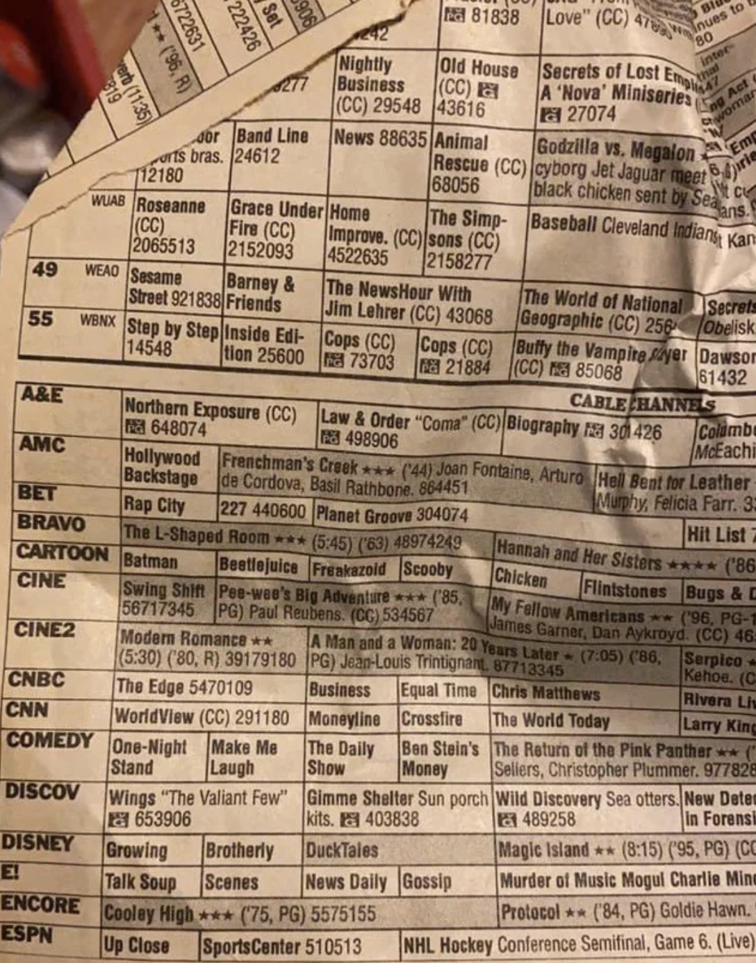 An old TV Guide is being shown