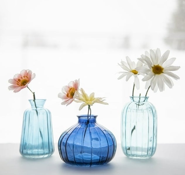 the trio of blue vases