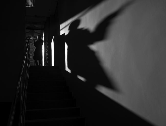 A dark shadow on the wall