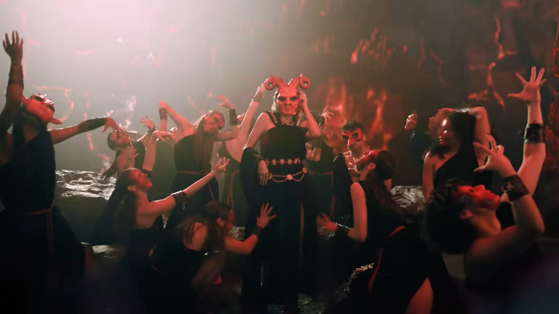 A person dressed like a devil in the club