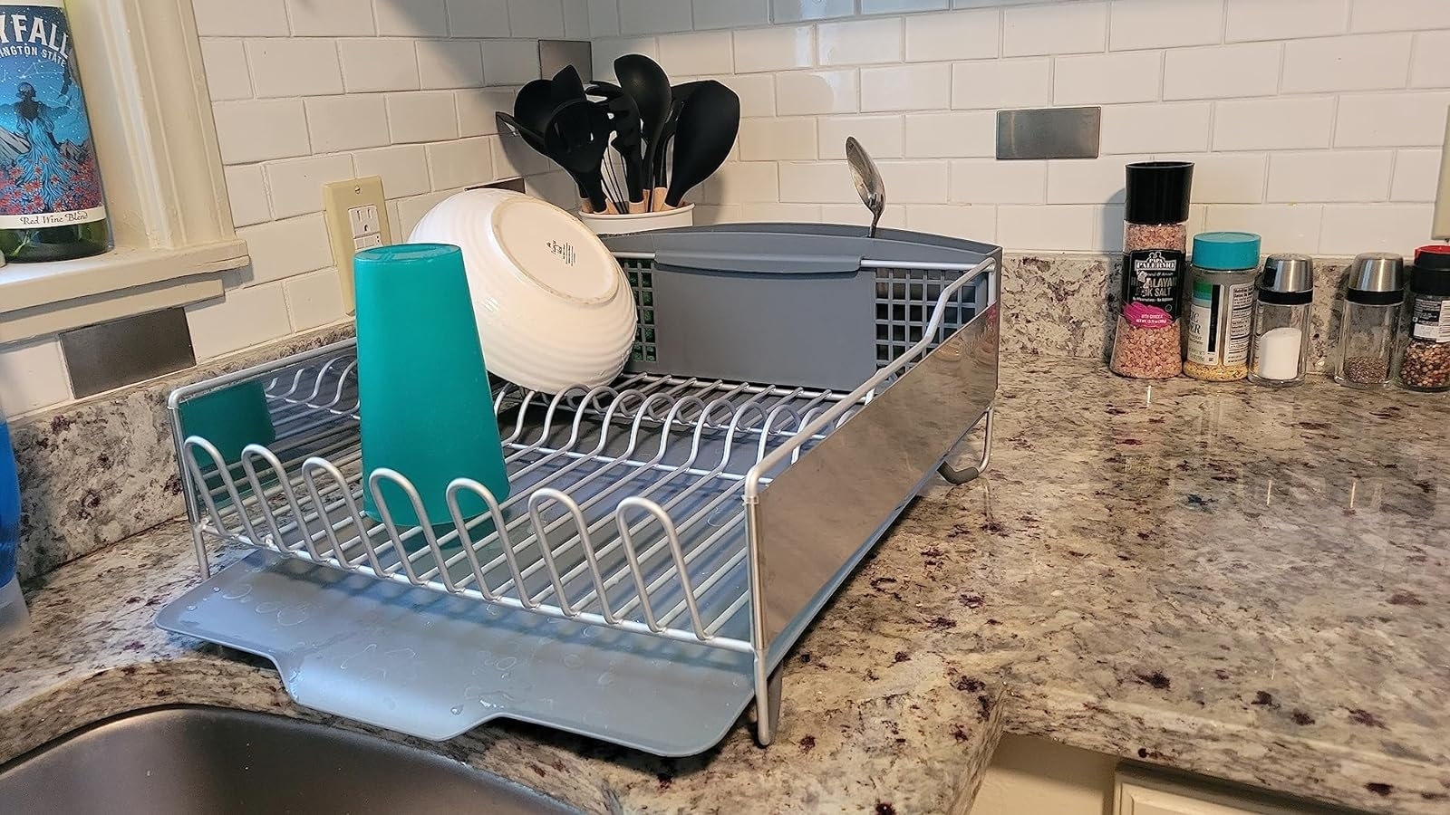 a reviewer photo of the dish rack next to a sink