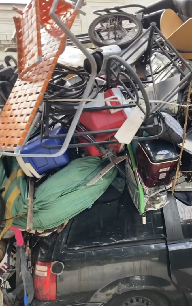 back of car with piled items