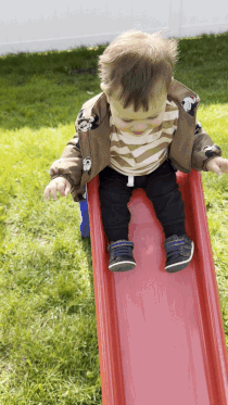 buzzfeed editor's son going down a little tikes slide