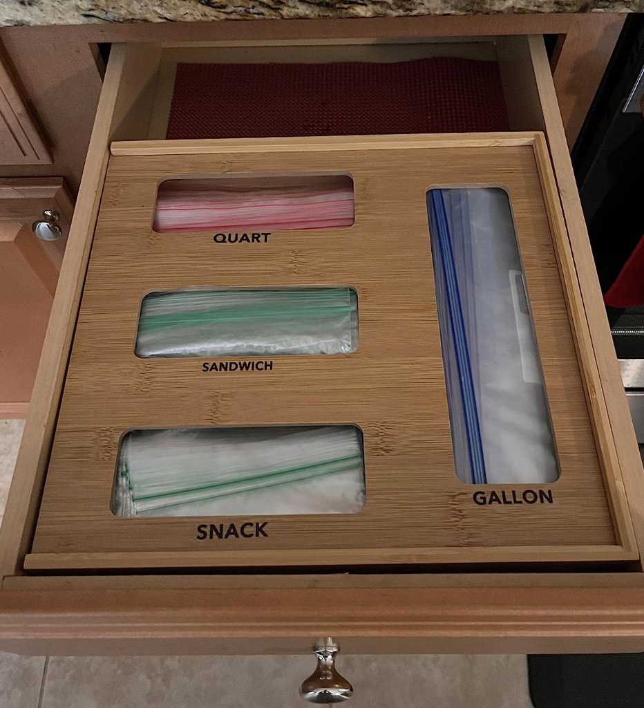 reviewer photo of the organizer in a kitchen drawer
