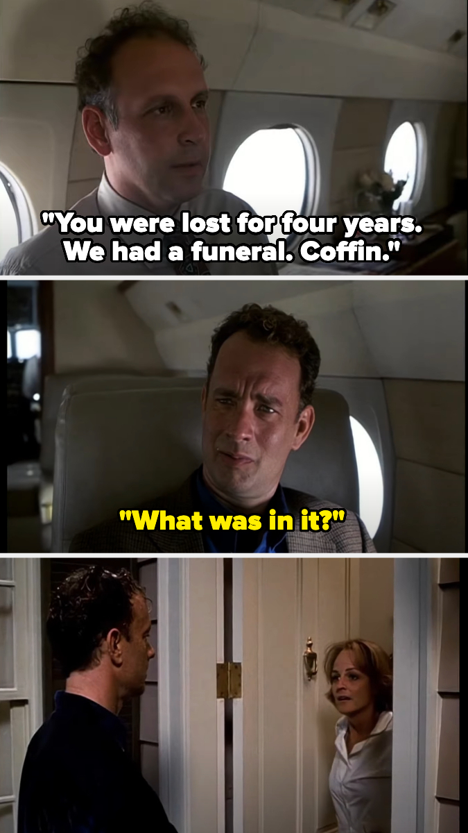 person saying, you were lost for four years, we had a funeral, coffin