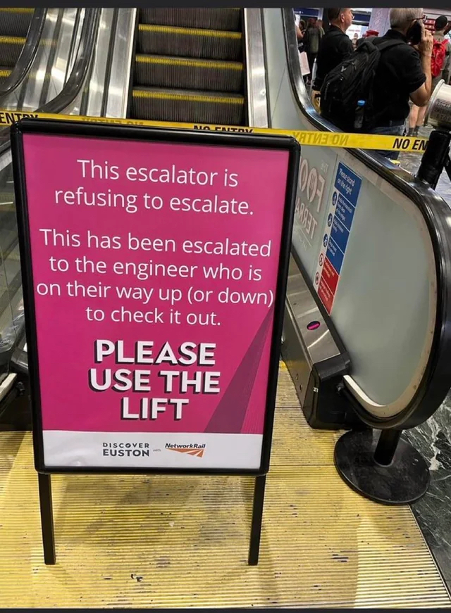 sign that this escalator is refusing to escalate