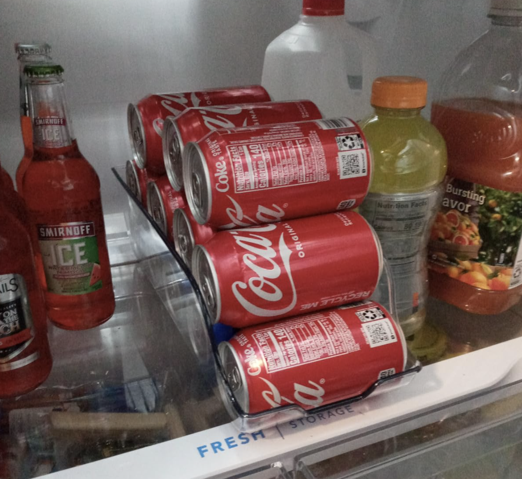 reviewer photo of coca cola cans in the organizer