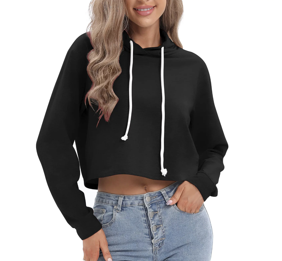 A black cropped hoodie