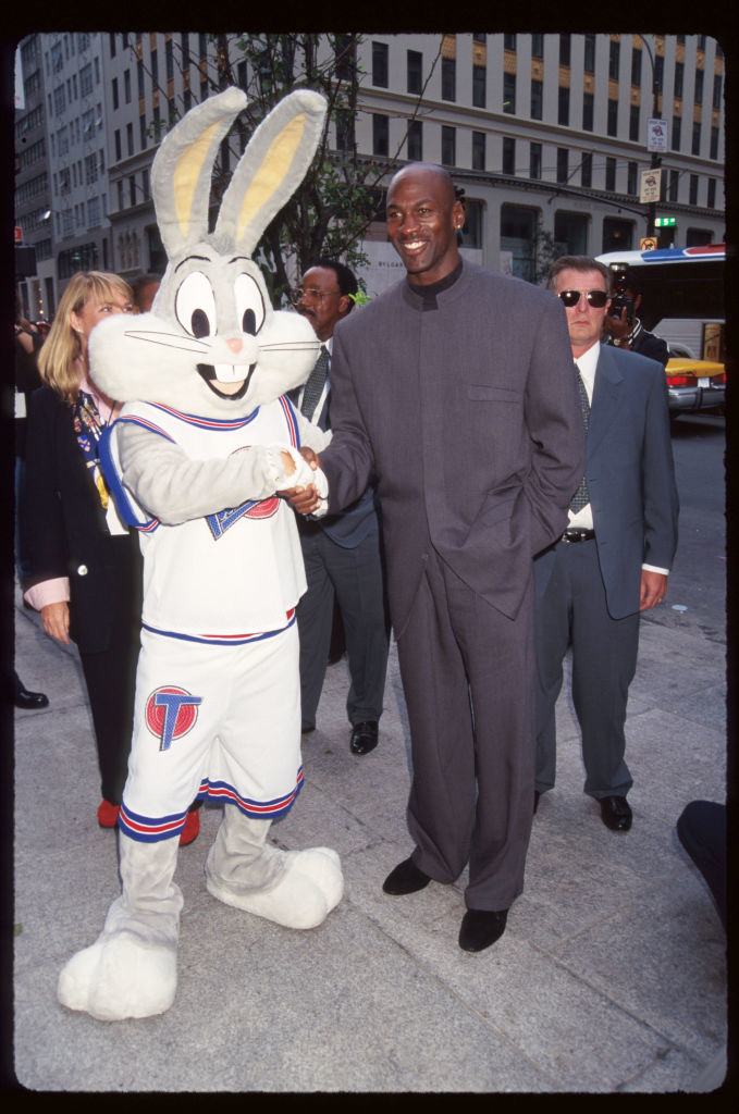 Bugs Bunny and Michael Jordan shaking hands