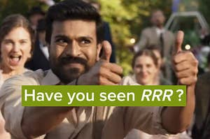 Man with thumbs up in the movie RRR