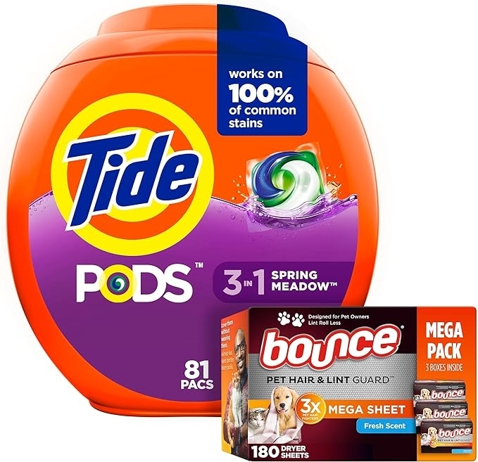 tide packaging and dryer sheets